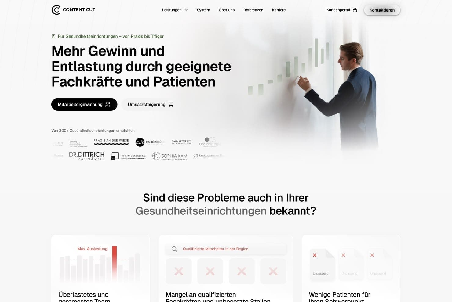 Startseite der neuen ContentCut-Webseite