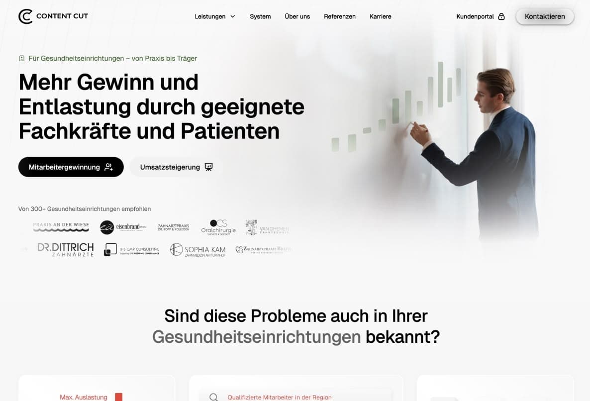 Startseite der neuen ContentCut-Webseite