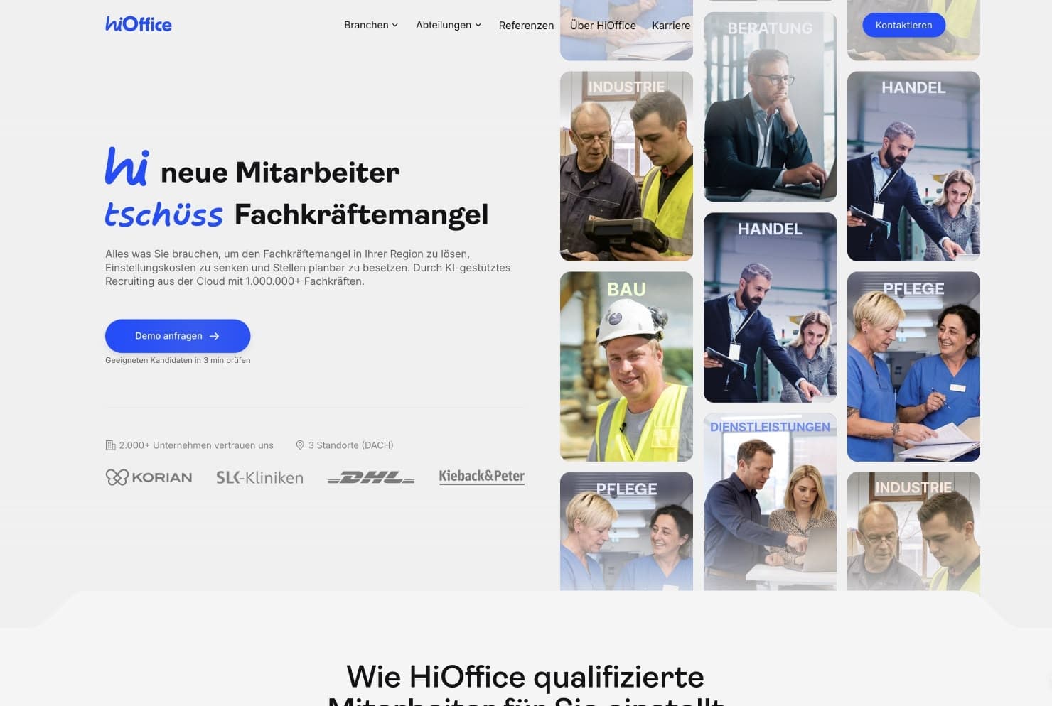 Startseite der HiOffice-Webseite