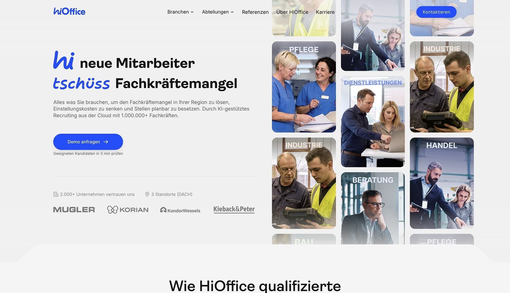 Startseite der neuen HiOffice-Webseite
