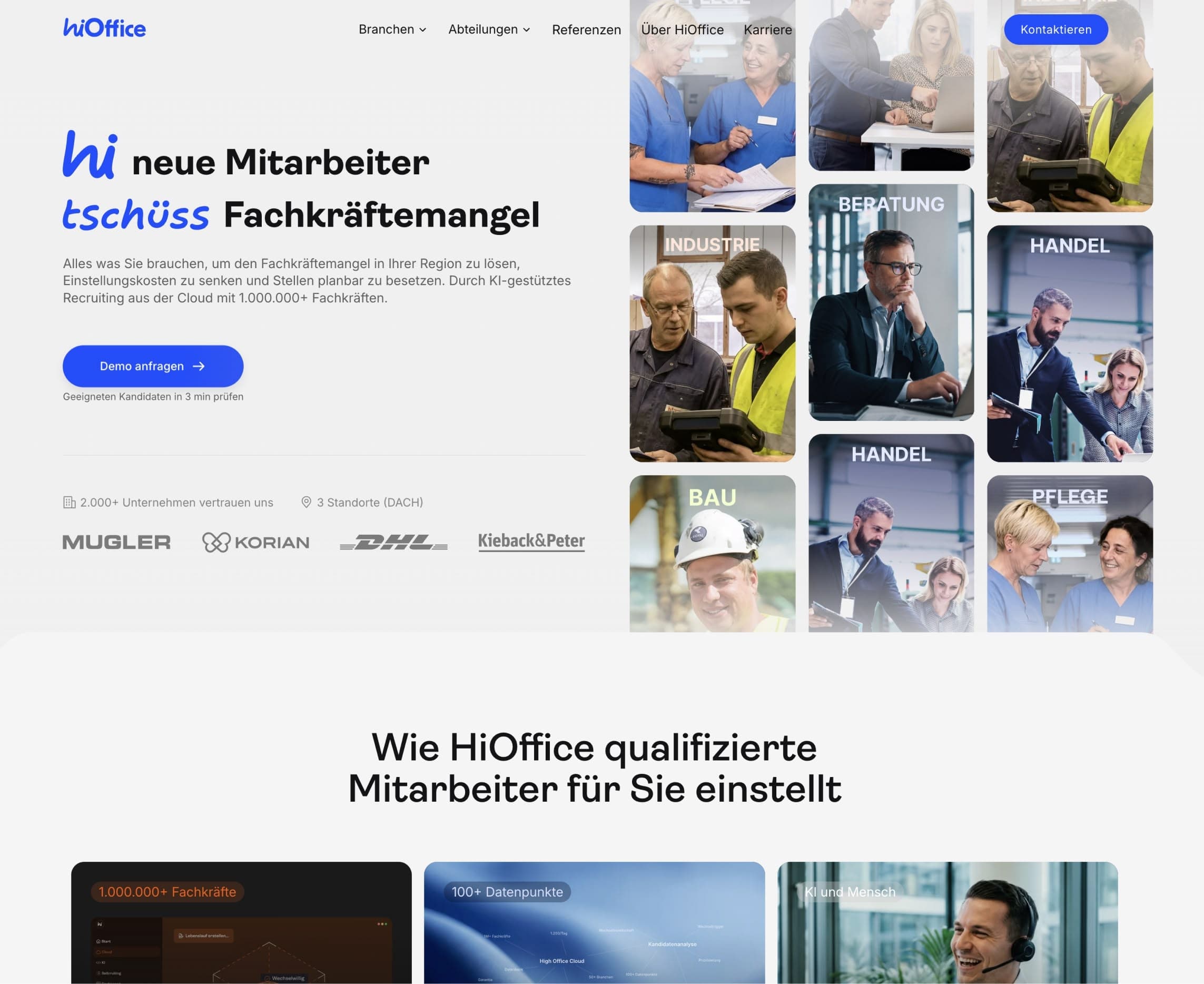 Referenz: HiOffice – KI-gestütztes Recruiting, von Grabosch gebaute Webseite