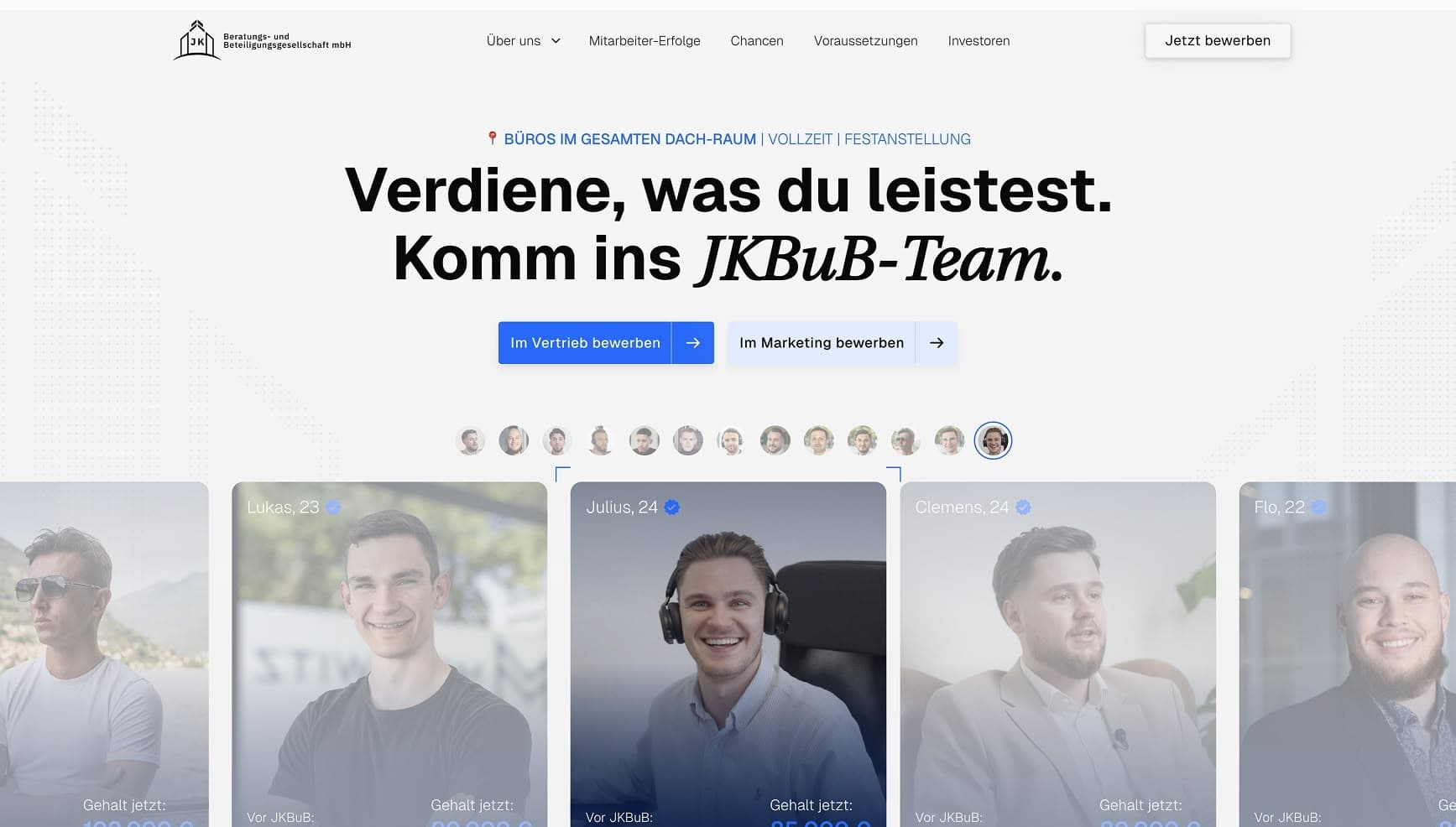 Startseite des neuen JKBuB-Karriereportals