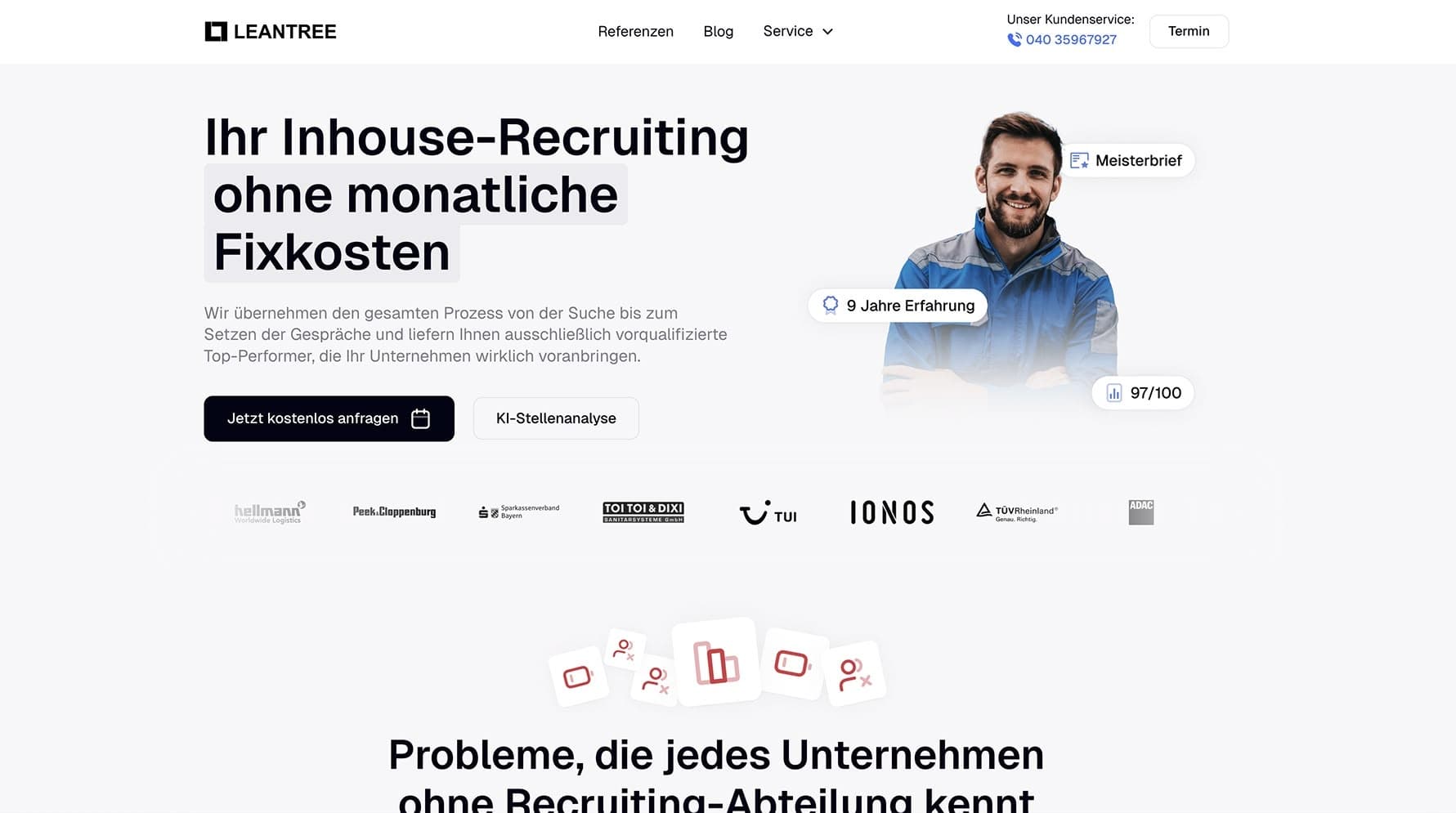Webseite und Creatives von Leantree