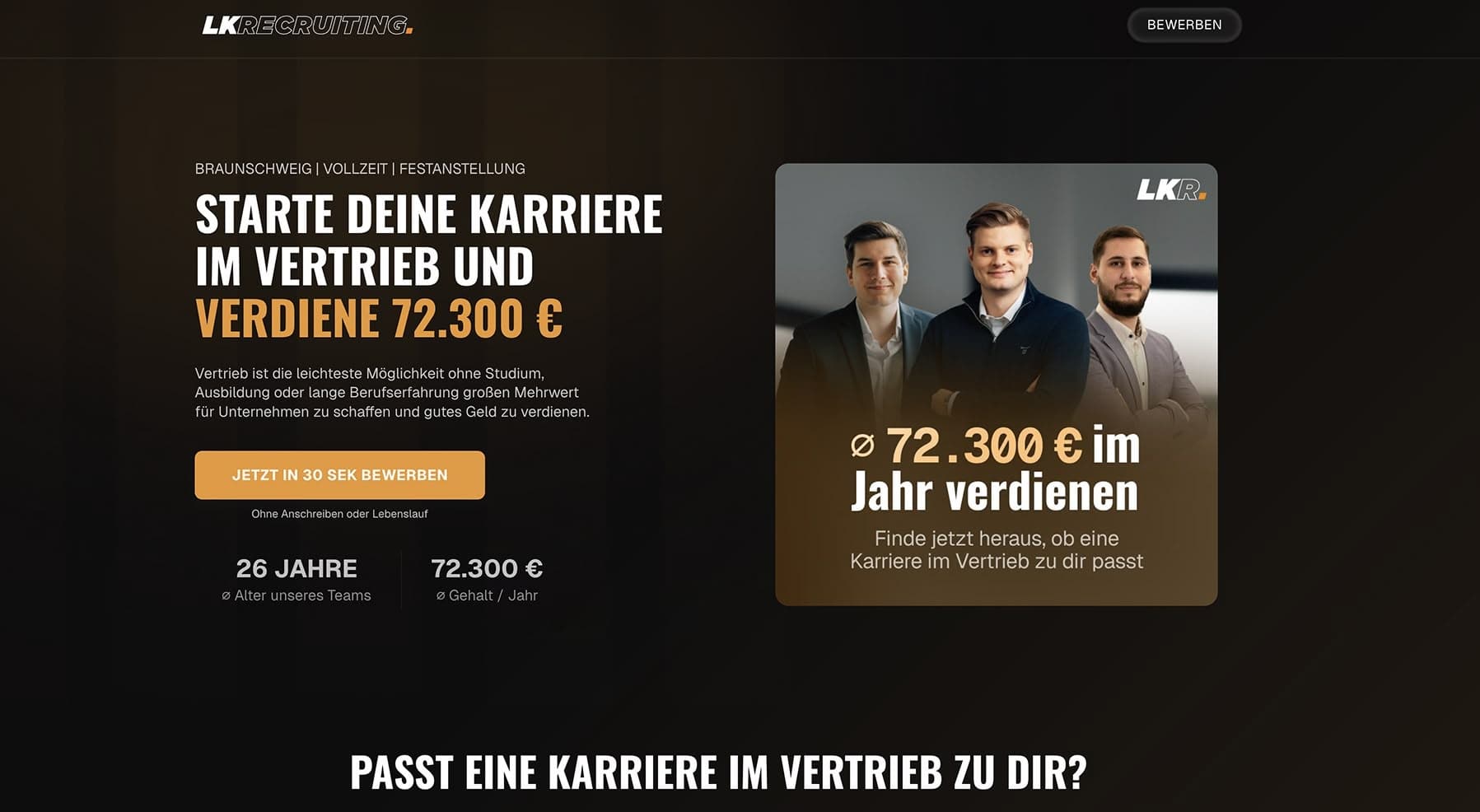 Vertriebs-Karriereseite von LK Recruiting