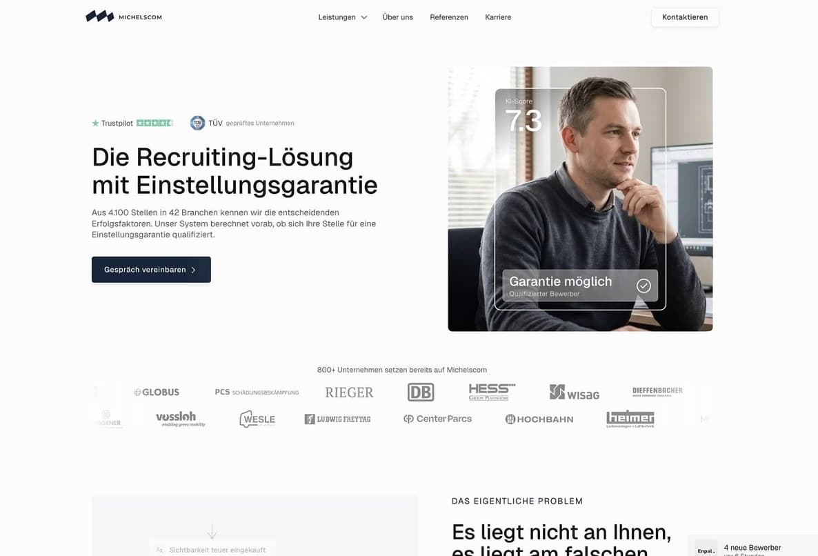 Startseite der neuen Michelscom-Webseite