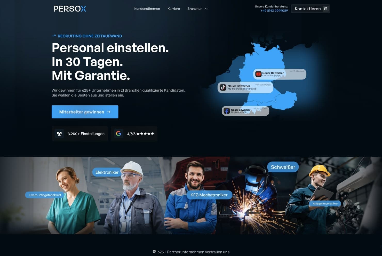 Startseite der PERSOX-Webseite