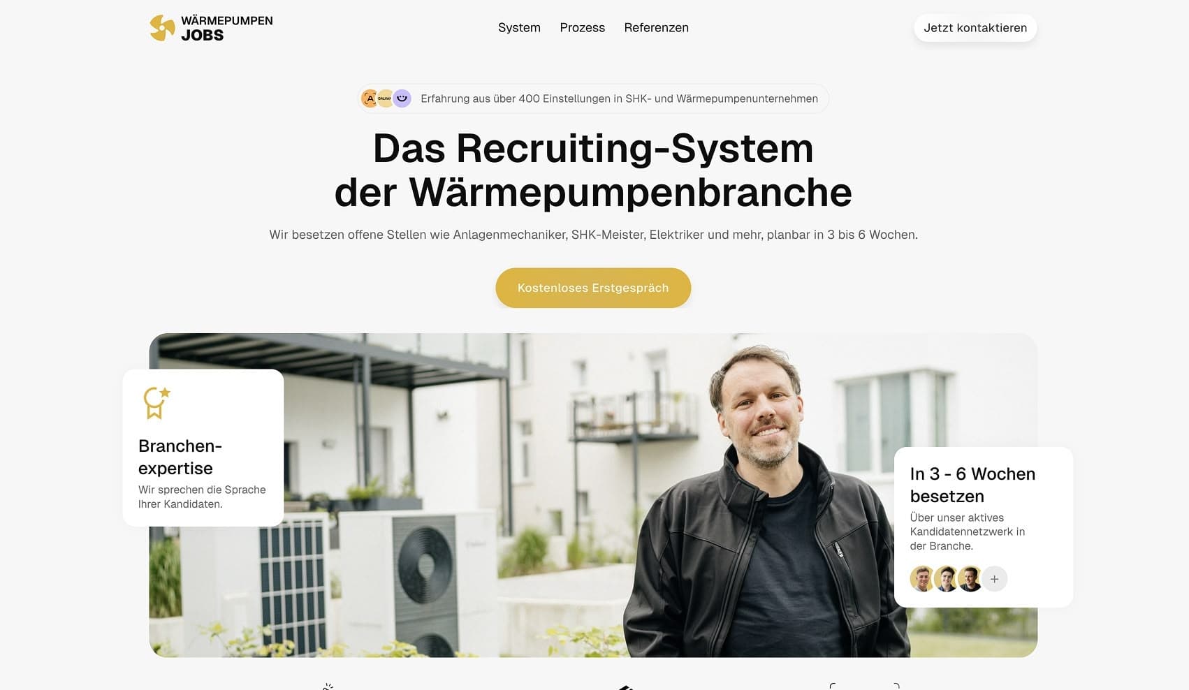 Startseite der neuen Wärmepumpenjobs-Webseite