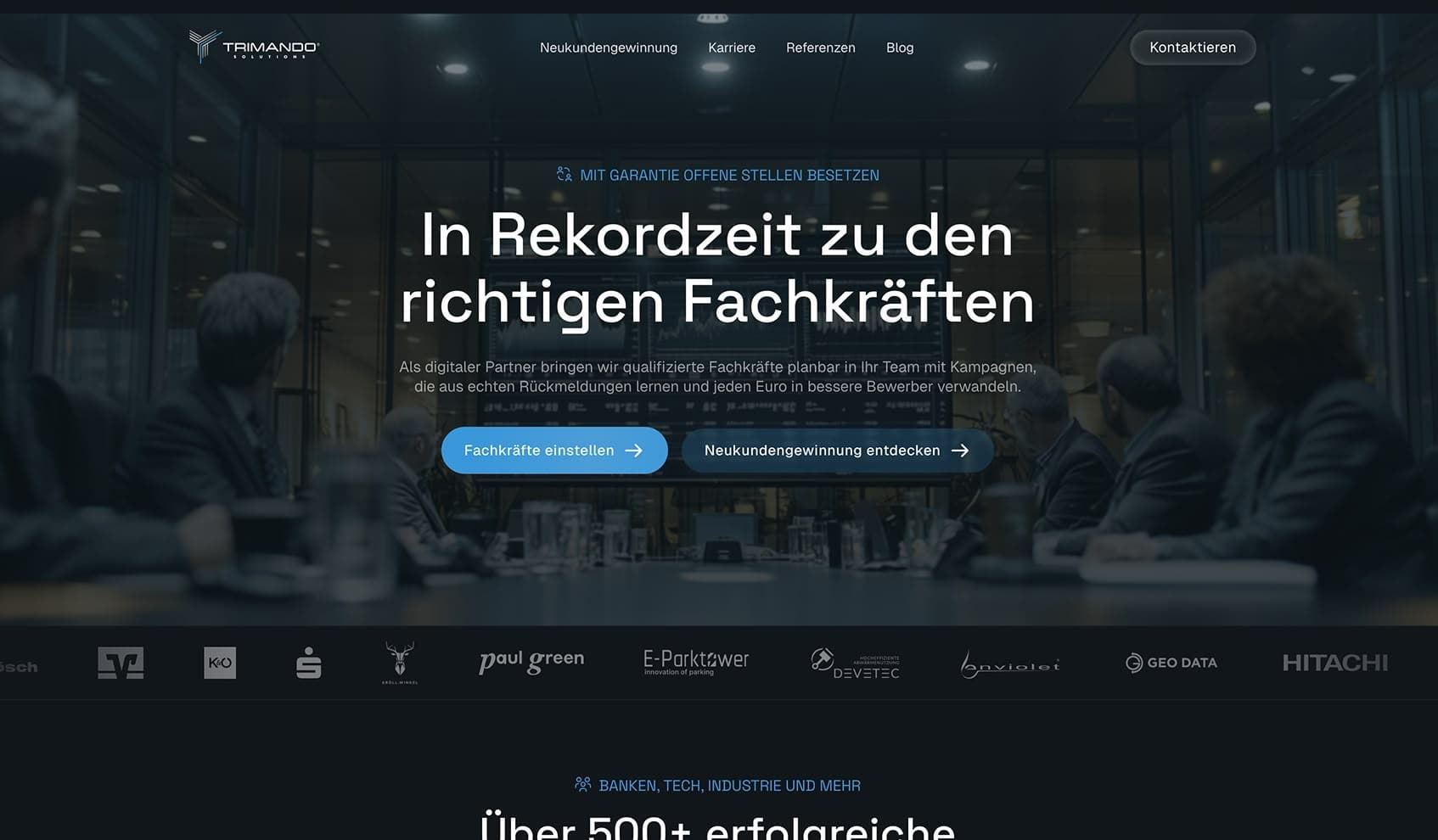 Startseite der neuen Trimando-Webseite